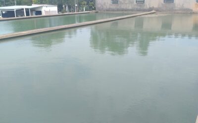 Realizaron limpieza de decantadores en la planta de agua.